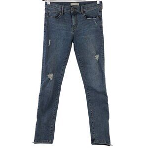 Banana Republic Womens Distressed Skinny Crop Zip Jeans Size 28 Long Zip Ankle